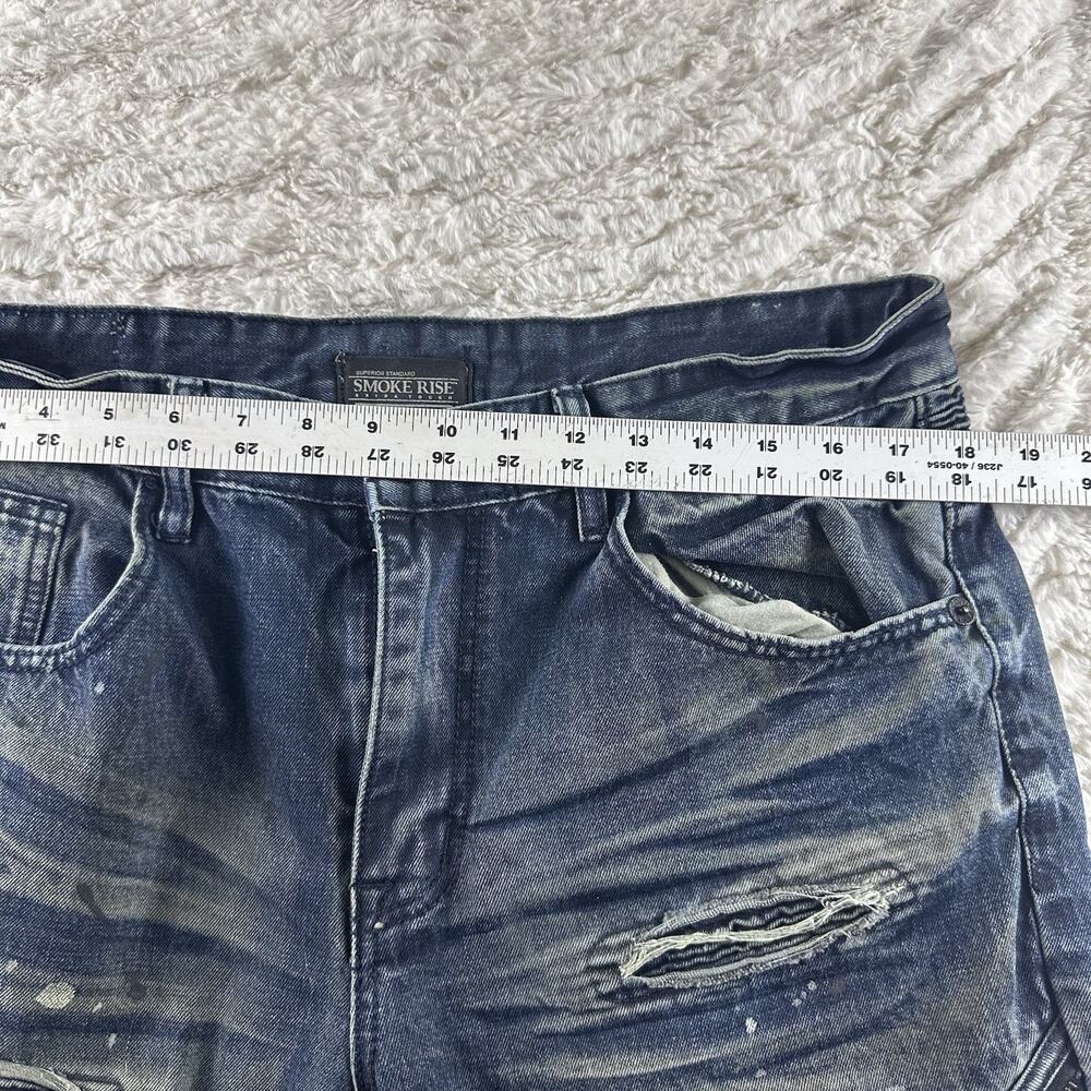 Smoke Rise Jeans Mens 36 (32” inseam) Dark Wash Ripped Distressed Moto - Picture 3 of 16